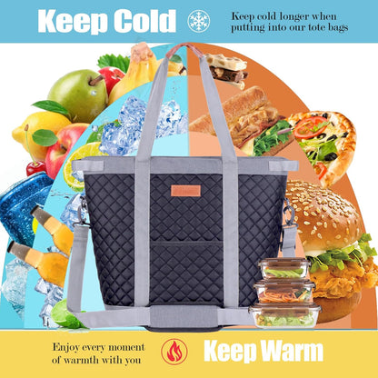 INSMEER Extra Large Tote Cooler Bags - 45 Cans/35L, Collapsible Soft Side Cooler with Shoulder Strap, Leakproof/Waterproof/Insulated/Reusable Grocery Bag for Beach, Camping, Travel, Grocery Shopping - PuriLite