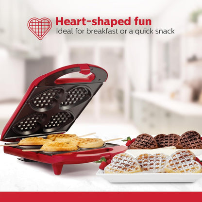 Holstein Housewares - Non-Stick Heart Waffle Maker, Lavender - Makes 4 Heart-Shaped Waffles in Minutes - PuriLite