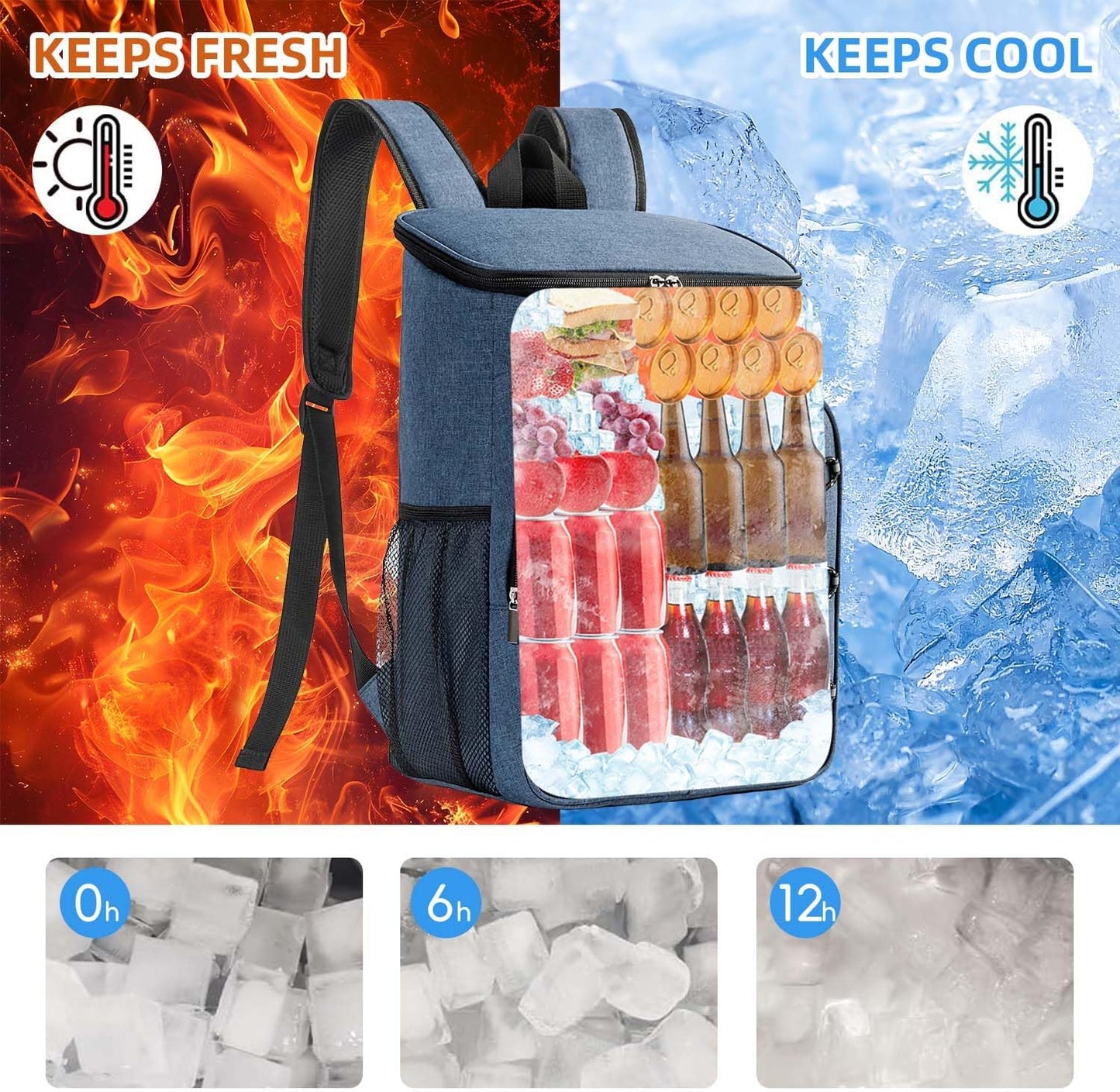 Bagtopia Camping Cooler Backpack 25 Cans, Leak Proof Insulated Thermal Bag, Beach Travel Picnic Lunch Backpack for Men Women - PuriLite