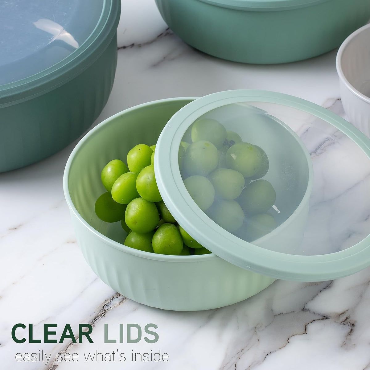 COOK WITH COLOR Prep Bowls with Lids- 8 Piece Nesting Plastic Small Mixing Bowl Set with Lids (Teal Ombre) - PuriLite