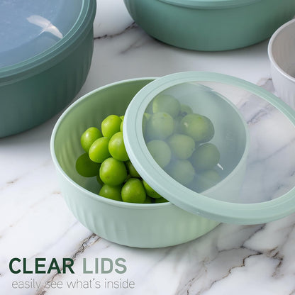 COOK WITH COLOR Prep Bowls with Lids- 8 Piece Nesting Plastic Small Mixing Bowl Set with Lids (Teal Ombre) - PuriLite