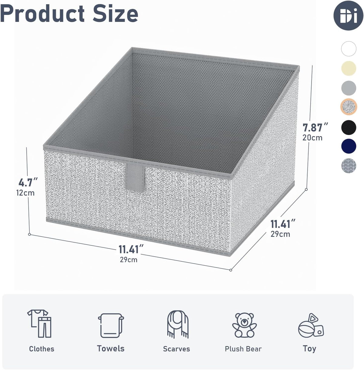 DIMJ Closet Storage Bins - 6 Pack Foldable Storage Baskets Box Fabric Storage Cubes Storage Organization Trapezoid Storage Bin (Arrow Grey) - PuriLite