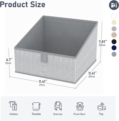 DIMJ Closet Storage Bins - 6 Pack Foldable Storage Baskets Box Fabric Storage Cubes Storage Organization Trapezoid Storage Bin (Arrow Grey) - PuriLite