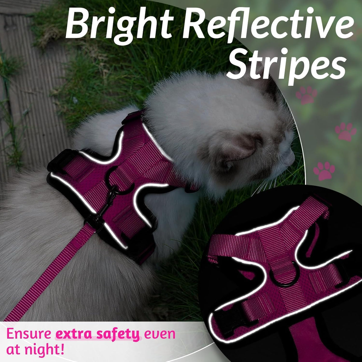 rabbitgoo Cat Harness and Leash for Walking, Escape Proof Soft Adjustable Vest Harnesses for Small Medium Cats, Easy Control Breathable Reflective Strips Jacket, XS, Black - PuriLite
