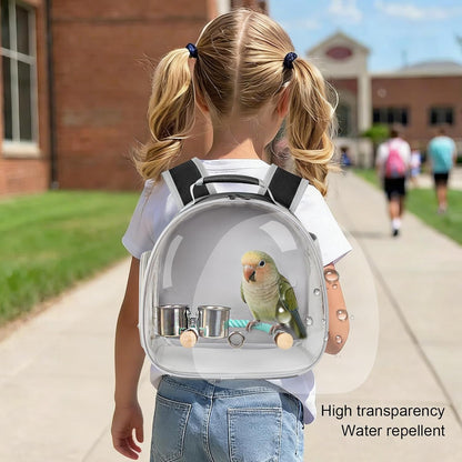 Small Bird Travel Carrier Backpack (Black, Perch & Cup Set)