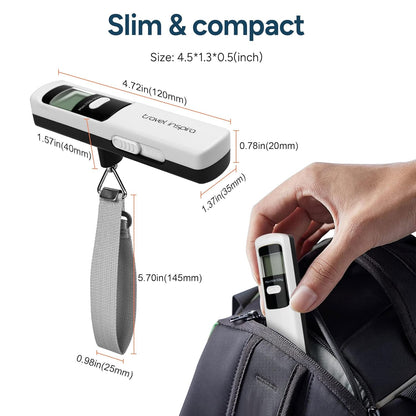 travel inspira Luggage Scale Battery-Free, Portable Handheld Digital Suitcase Scale for Travelling, 110lbs/50kg - PuriLite
