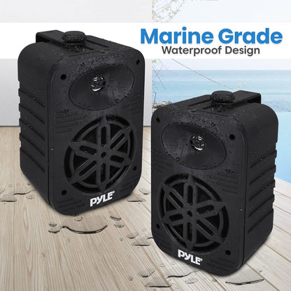 Pyle Indoor Outdoor Speakers Pair - 500 Watt Dual Waterproof 5.25” 2-Way Full Range Speaker System w/ 1/2” High Compliance Polymer Tweeter - in-Home, Boat, Marine, Deck, Patio, Poolside (Black) - PuriLite