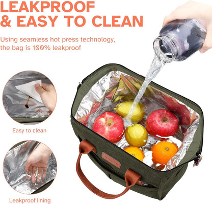 Lunch Bag for Women & Men, Insulated Lunch Box Cooler Tote Bags, Adult Reusable Lunch Boxes with Water Resistant for Work, Travel and Picnic (Grey) - PuriLite