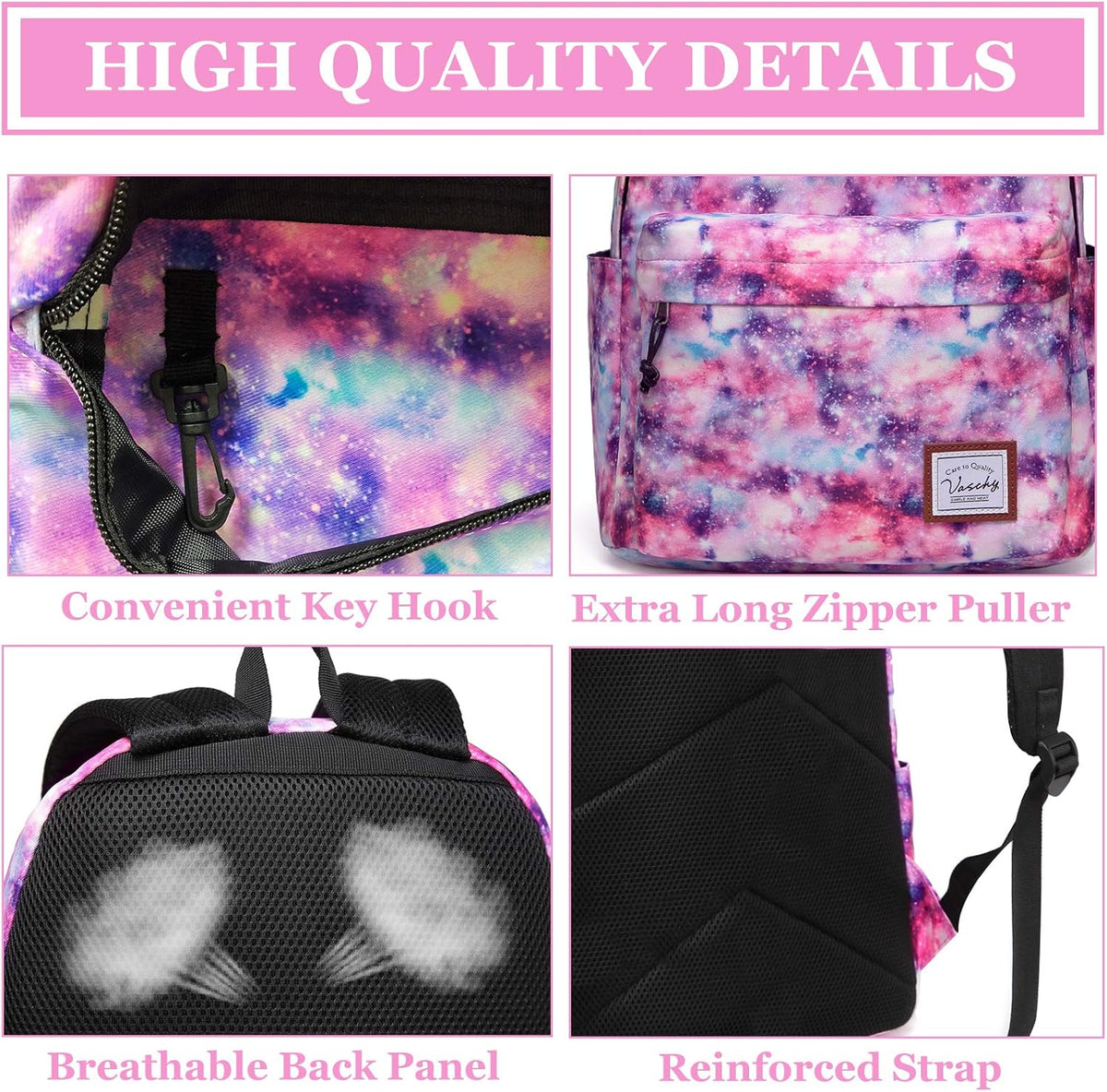 VASCHY Lightweight School Backpack for Women with Sleeve for 14" Laptop - PuriLite