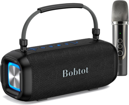 Portable Karaoke Machine, Bluetooth Speaker with Microphone, Three Echo Levels, Indoor and Outdoor Modes, IPX6, BT 5.3, Supports AUX, TF, USB - PuriLite