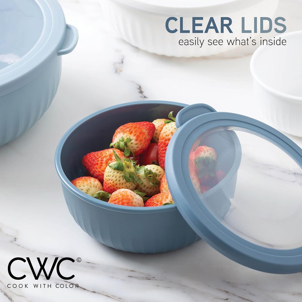 COOK WITH COLOR Prep Bowls with Lids- 8 Piece Nesting Plastic Small Mixing Bowl Set with Lids (Teal Ombre) - PuriLite