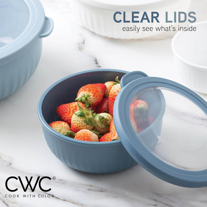 COOK WITH COLOR Prep Bowls with Lids- 8 Piece Nesting Plastic Small Mixing Bowl Set with Lids (Teal Ombre) - PuriLite