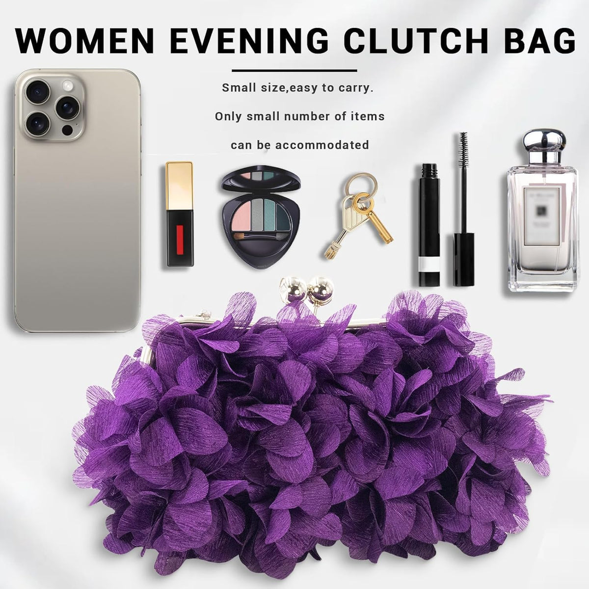 JAMBHALA Clutch Evening Handbags Floral Appliques Small Clutch Purses for Women - PuriLite