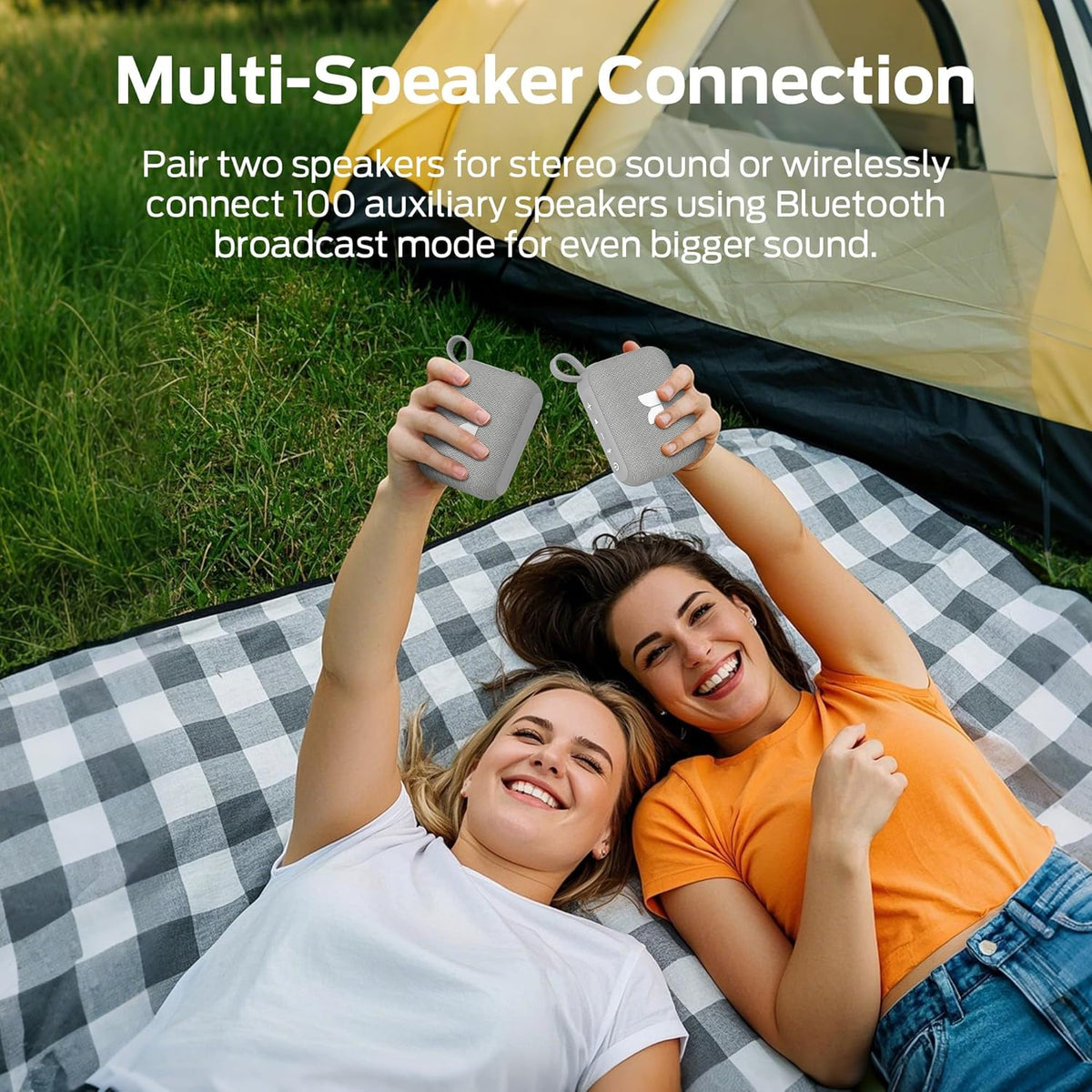 Monster Cube 1 Portable Bluetooth Speaker, IPX7 Waterproof, Bluetooth 6.0, 20H Playtime, Powerful Stereo Sound, Speaker for Home, Outdoors and Travel, Grey - PuriLite