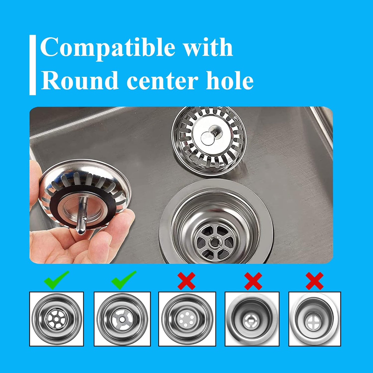 [2 Pack] IUYPKQ Kitchen Sink Strainer - Sink Drain Stopper - Kitchen Sink Plug with Anti-Clogging Basket - Bouchon Evier Cuisine - PuriLite