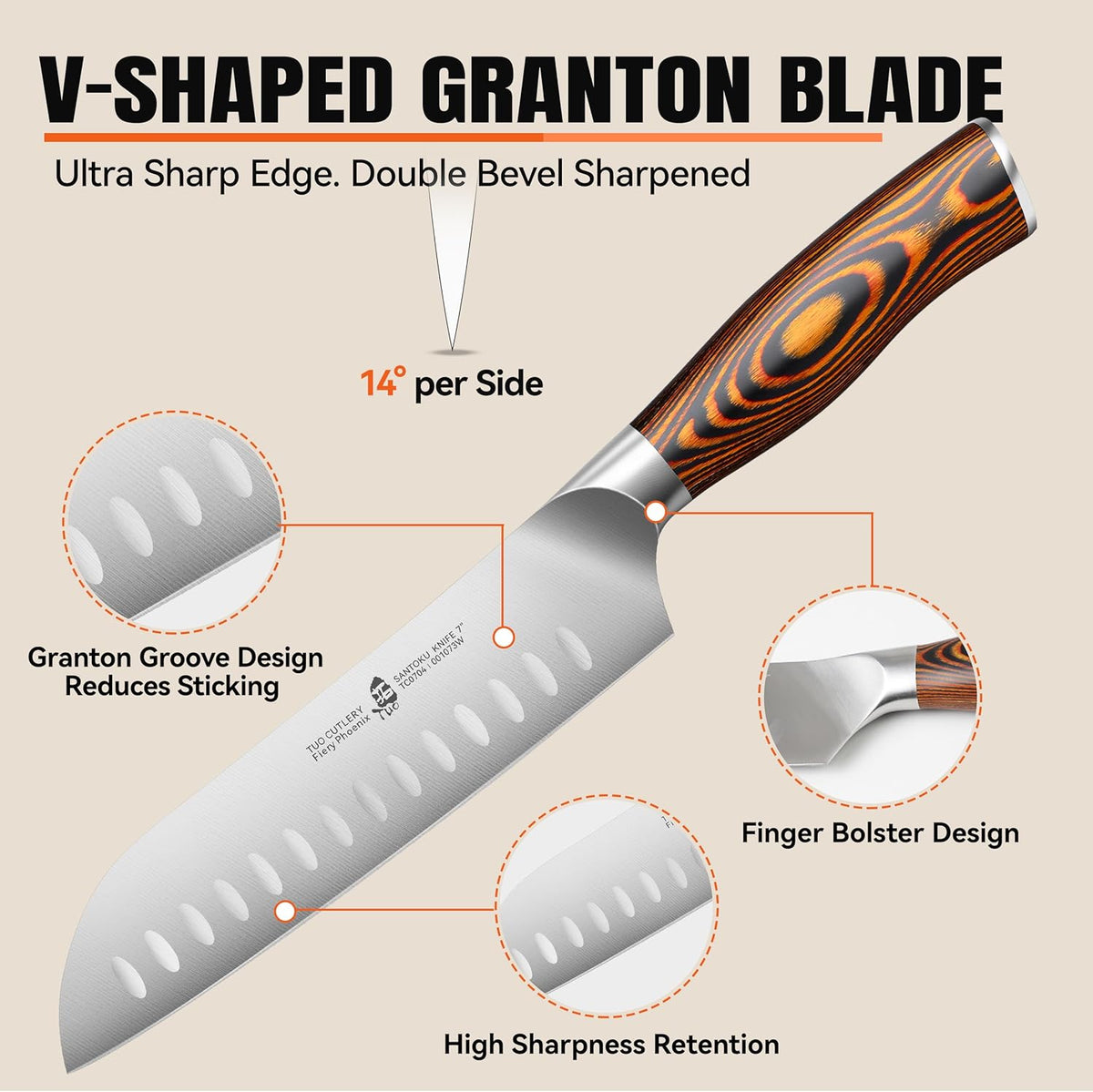 TUO Boning Knife - Razor Sharp Fillet Knife - High Carbon German Stainless Steel Kitchen Cutlery - Pakkawood Handle - Luxurious Gift Box Included - 7 inch - Fiery Phoenix Series - PuriLite