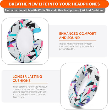 WC PadZ - The Ultimate Upgraded Earpads by Wicked Cushions - Compatible with Audio Technica, HyperX, SteelSeries Arctis & More - Extra Thick - Bigger Opening - Softer Memory Foam | (Speed Racer) - PuriLite