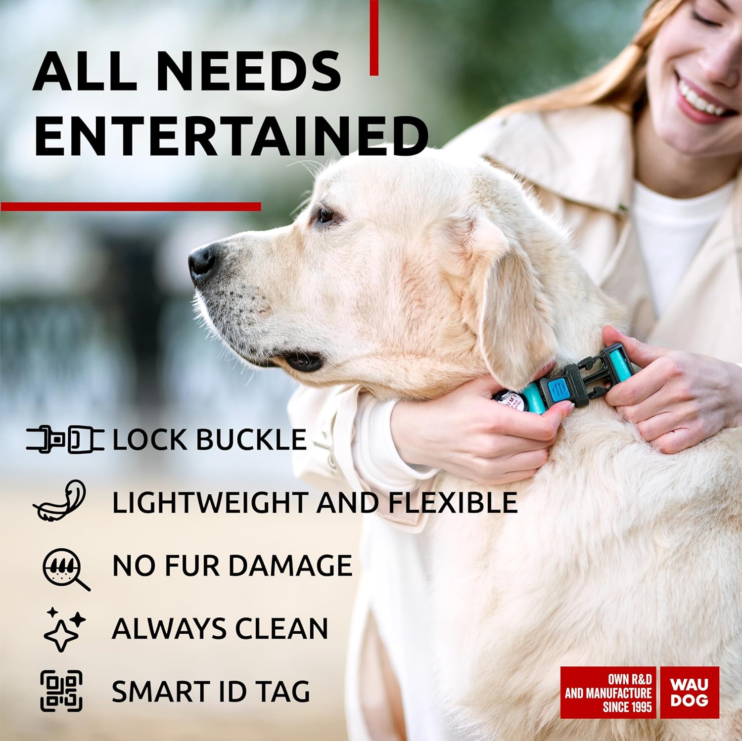 Waterproof Dog Collar - Adjustable Glow Dog Collar for Large Dogs, Small and Medium Dogs - Heavy Duty Dog Collars with Durable Metal Clasp and QR Dog Tag - Glow in The Dark Dog Collars - PuriLite