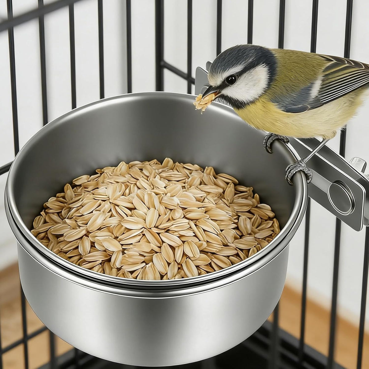 Bird Food Bowl 2-Piece Spill-Proof Pet Supplies Bird Feeding & Watering Supplies for Cage for Pigeon Small Animal Chicken Chinchilla Mouse Indoor Coops Aviaries