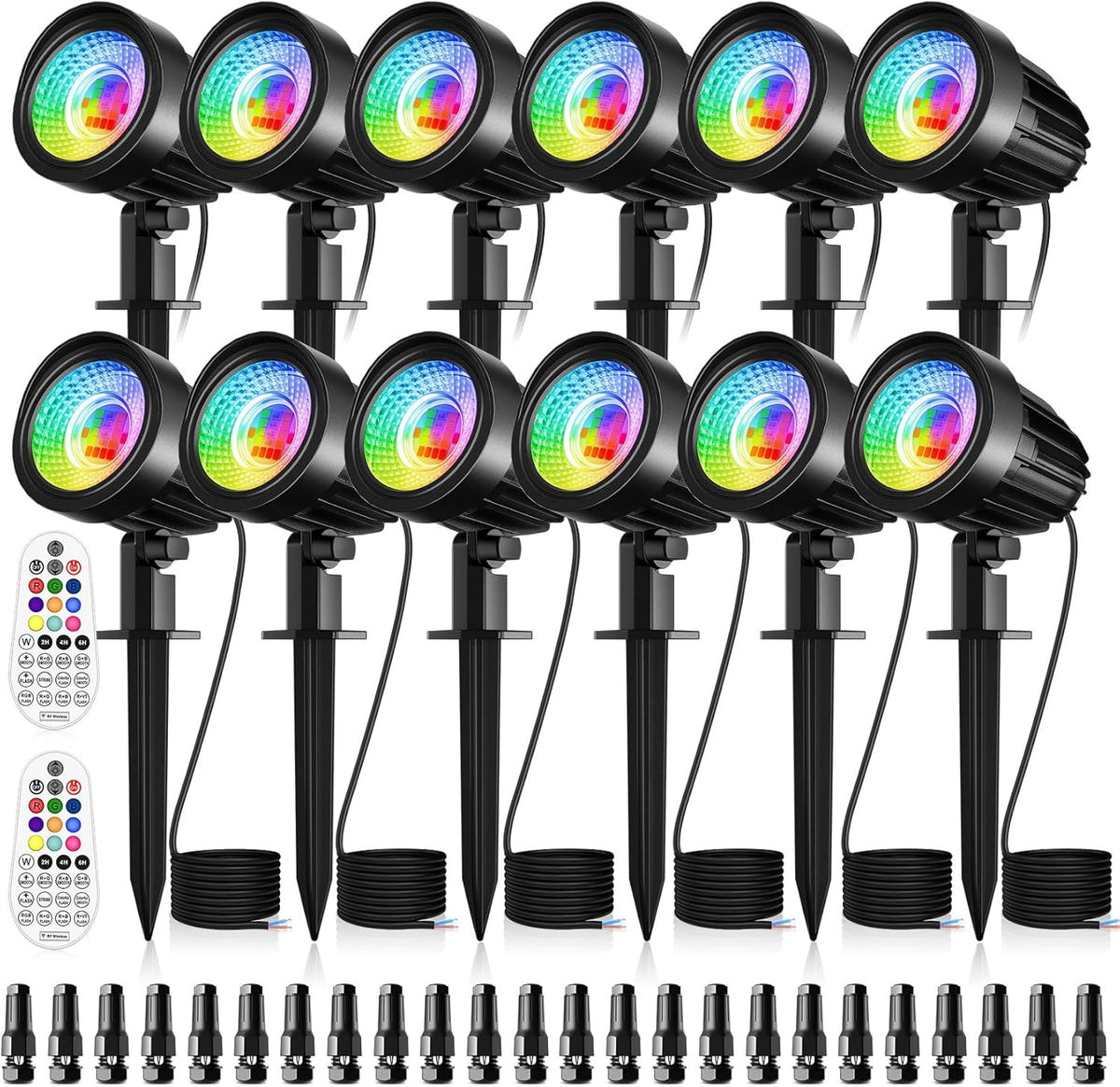 CRODIAL 15W RGB Landscape Lighting Color Changing 12 Pack - PuriLite