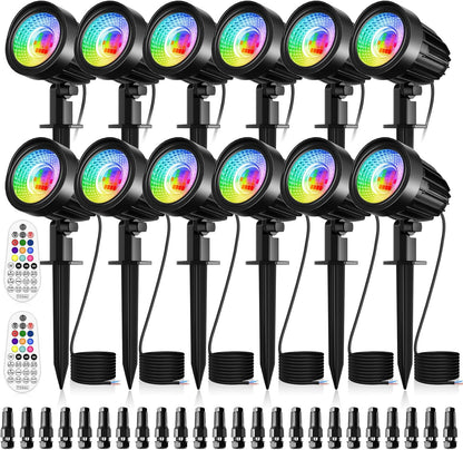 CRODIAL 15W RGB Landscape Lighting Color Changing 12 Pack - PuriLite