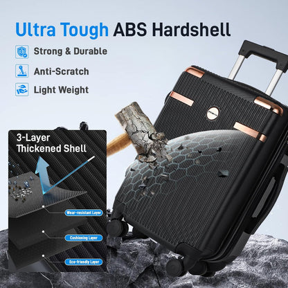 IMHome 3-Pc Luggage Set with GPS Tracker, 20/24/28'' Suitcases for Airplane