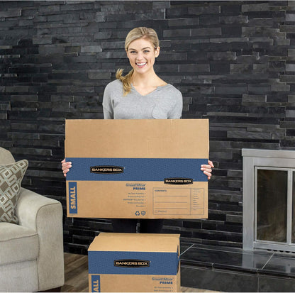 Bankers Box SmoothMove Classic Moving Kit Boxes, Tape-Free Assembly, Easy Carry Handles, 8 Small 4 Medium, 12 Pack(7716403) - PuriLite