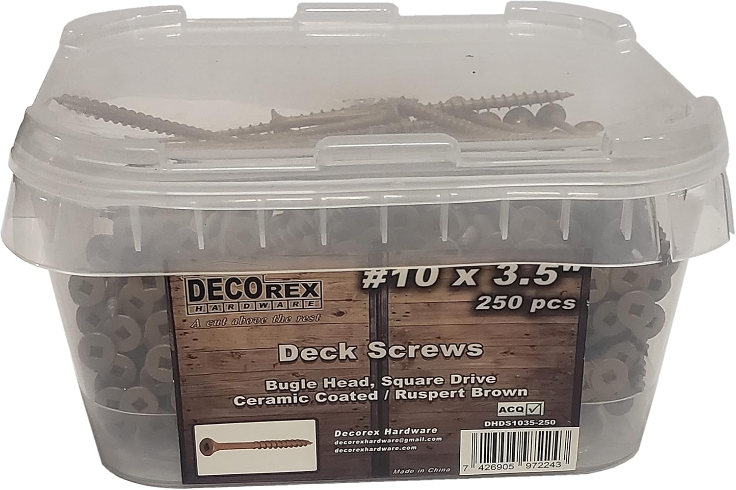 #8 x 3" Deck Screws | Square Drive | Bugle Head | Brown Ruspert | 100pcs Box - PuriLite