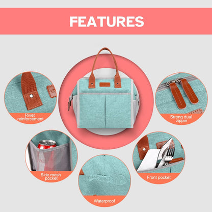 Lunch Bag for Women & Men, Insulated Lunch Box Cooler Tote Bags, Adult Reusable Lunch Boxes with Water Resistant for Work, Travel and Picnic (Grey) - PuriLite