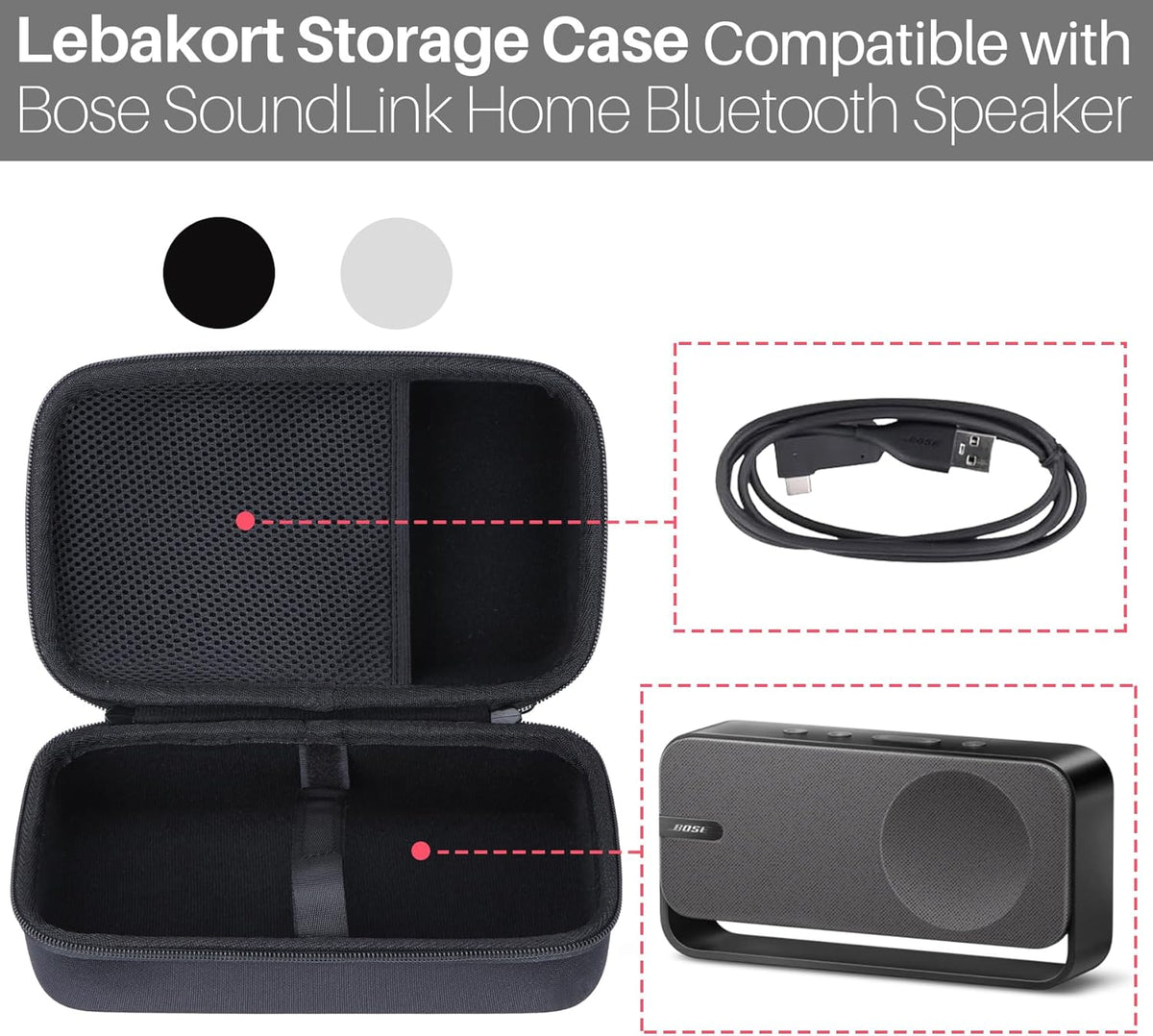 Lebakort Storage Case Compatible with Bose SoundLink Home Bluetooth Speaker (Light Silver Case) - PuriLite