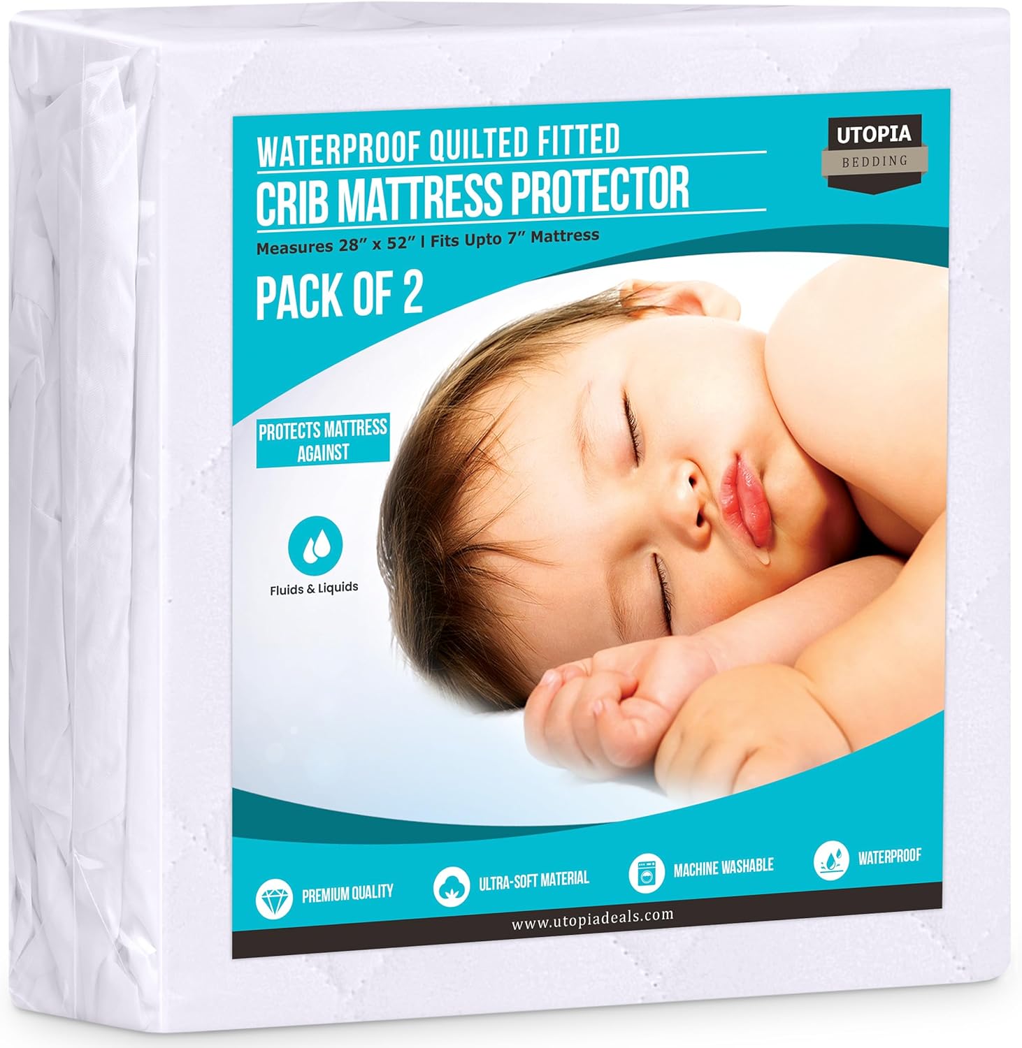 Purilite Select Waterproof Crib Fitted Mattress Protector (Pack of 2) - PuriLite