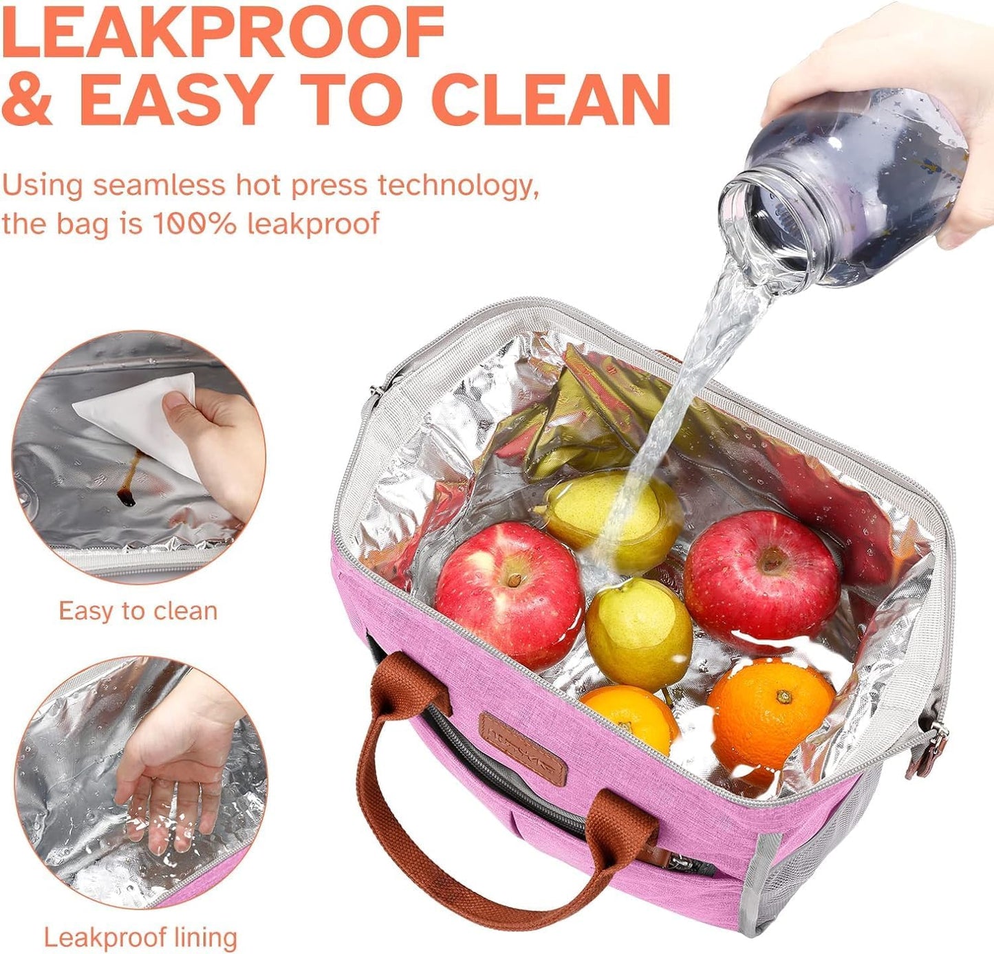 Lunch Bag for Women & Men, Insulated Lunch Box Cooler Tote Bags, Adult Reusable Lunch Boxes with Water Resistant for Work, Travel and Picnic (Grey) - PuriLite