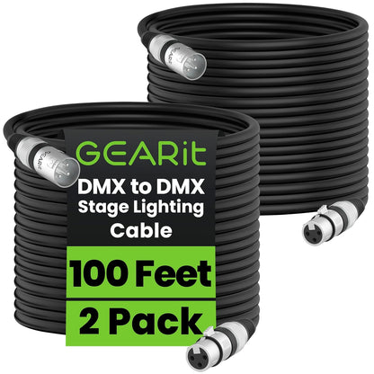 GEARit XLR Male to Female Microphone Cable (10 Feet, 6-Pack) 3-Pin Balanced Shielded Mixer, Recording Studio, Podcast - Black - PuriLite