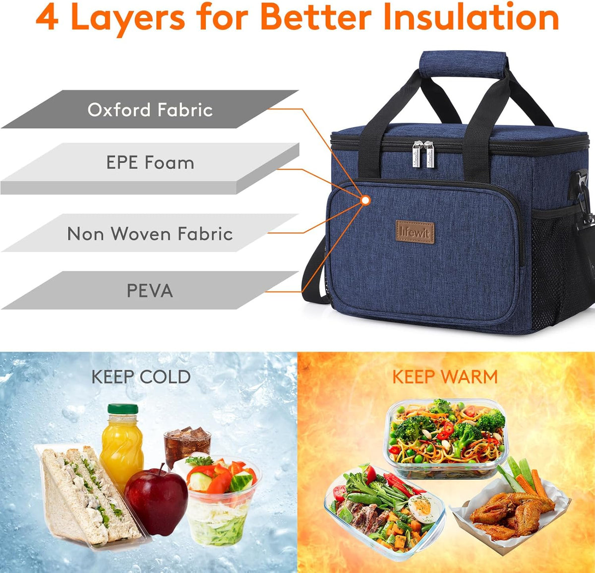 Lifewit Lunch Bag for Men, Insulated Lunch Box Leakproof Soft Cooler Cooling Tote for Adult Women, Waterproof Reusable Lunch Bags for Work Office Outdoor Picnic Camping, Black, 12-Can (9L) - PuriLite