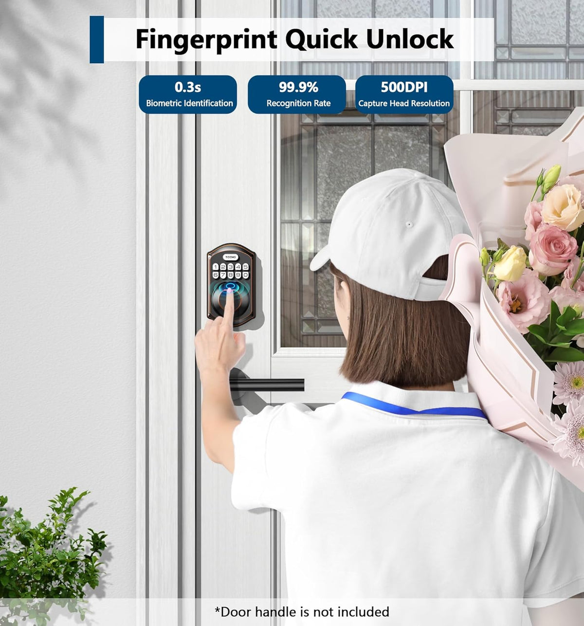 TEEHO TE002 Fingerprint Door Lock, Smart Keyless Entry Electronic Keypad Deadbolt for Front Door - Auto Lock - Easy Installation - Matte Black - PuriLite