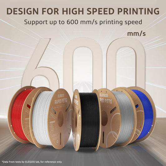 ELEGOO Rapid PETG Filament 1.75mm Black 1KG, 3D Printer Filament Max 600 mm/s High Speed Printing, Dimensional Accuracy +/- 0.02 mm Fit Most FDM Printer 1kg Cardboard Spool - PuriLite