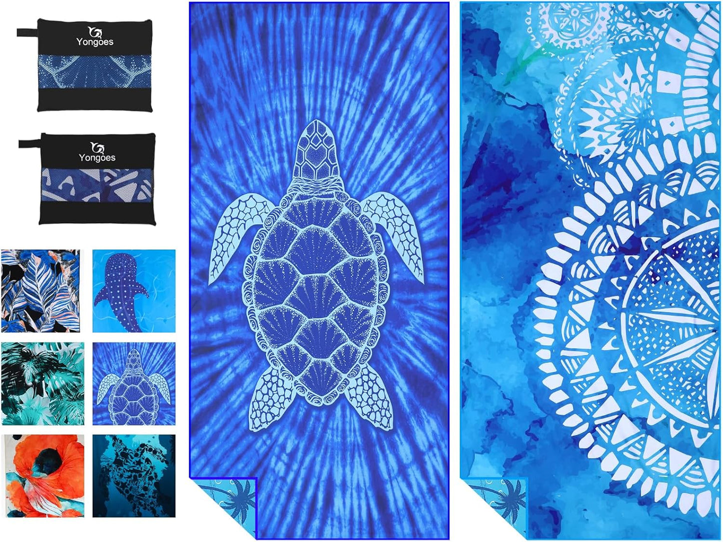 4 Pack Microfiber Lightweight Thin Beach Towel Sand Free Quick Dry Super Absorbent Compact Oversized Large Towels for Swimming Pool Yoga Gym Travel Vacation Beach Accessories Essentials for Adults - PuriLite