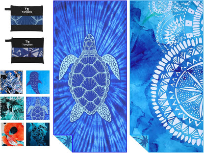 4 Pack Microfiber Lightweight Thin Beach Towel Sand Free Quick Dry Super Absorbent Compact Oversized Large Towels for Swimming Pool Yoga Gym Travel Vacation Beach Accessories Essentials for Adults - PuriLite