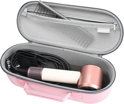 RLSOCO Case for Dyson Supersonic Travel Hair Dryer and Attachments - Pink Protective Carrying Case for Dyson Travel Hair Dryer, Shockproof, Dustproof, Water-Resistant, for Travel & Daily Storage