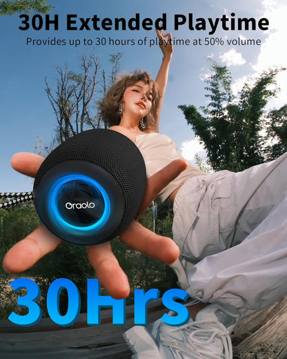 Oraolo Bluetooth Speaker, IPX7 Waterproof Portable Bluetooth Speaker with 16W Immersive Audio, 30H Playtime, LED Light, Bluetooth 5.3, Support TWS, Wireless Speakers for Outdoor Camping Home - PuriLite