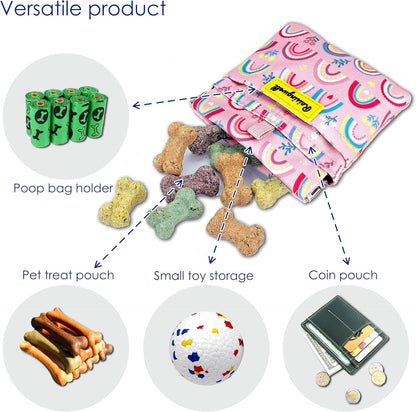 Raisingwell Dog Treat Pouch, Black Pocket Sized Pet Training Pouch, Cotton Fabric, Hand Free Dog Walking Bag with Carabiner, Self-Closing Pet Feed Snack Reward, for Pet Puppy Travel or Outdoor Use - PuriLite