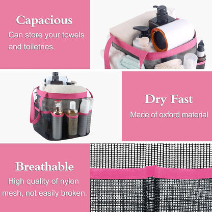 Attmu Mesh Shower Caddy Portable for College Dorm Room Essentials with 8 Pockets, Hanging Shower Caddy Basket Tote Bag Toiletry Accessories for Bathroom - PuriLite