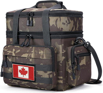 Tactical Lunch Bag for Men, Large Leakproof Insulated Lunch Box, Lunch Cooler Bag with Shoulder Strap, Lunch Pail for Adults Work Outdoor Picnic Trips, Black Camo - PuriLite