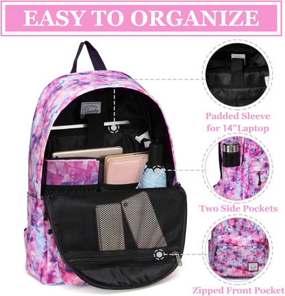 VASCHY Lightweight School Backpack for Women with Sleeve for 14" Laptop - PuriLite