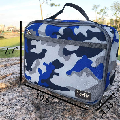 FlowFly Kids Lunch Box Insulated Soft Bag Mini Cooler Back to School Thermal Meal Tote Kit for Girls, Boys, Black - PuriLite