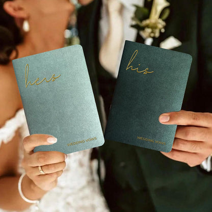 WeddingGiftsWedding Vow Books His and Hers Soft Touch Gold Foil Engraving Vow Books Wedding Essentials Wedding Accessories(TR-HH-Black) - PuriLite