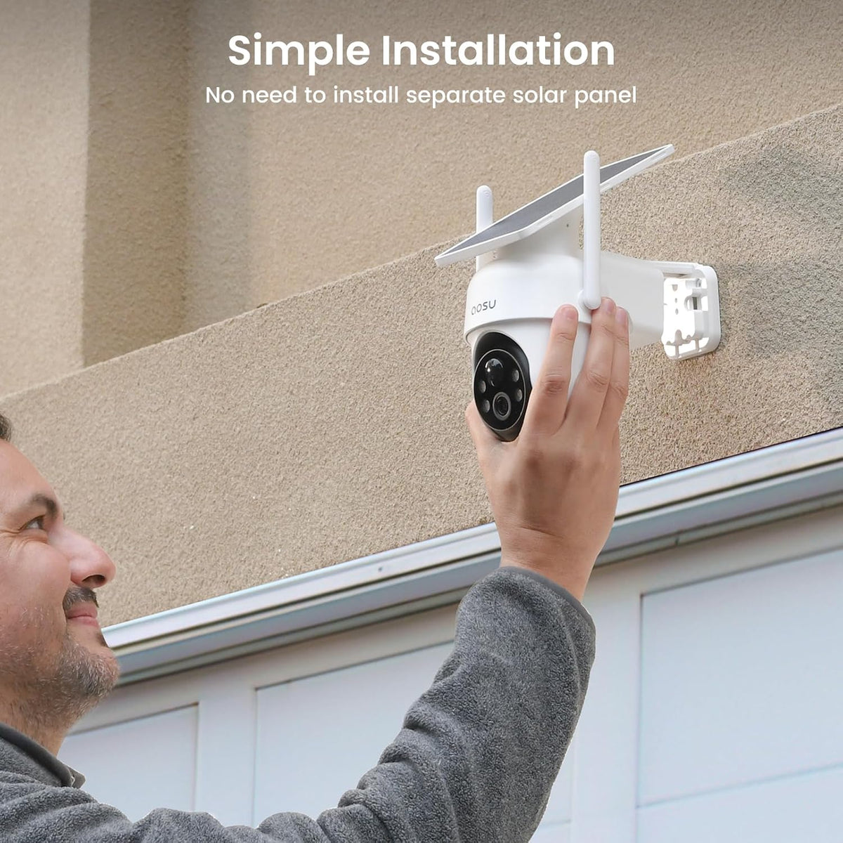 AOSU Security Cameras Outdoor Wireless, 4 Cam-Kit, No Subscription, Solar-Powered, Home Security Cameras System with 360° Pan & Tilt, Auto Tracking, 2K Color Night Vision, Easy Setup, 5G & 2.4G WiFi - PuriLite