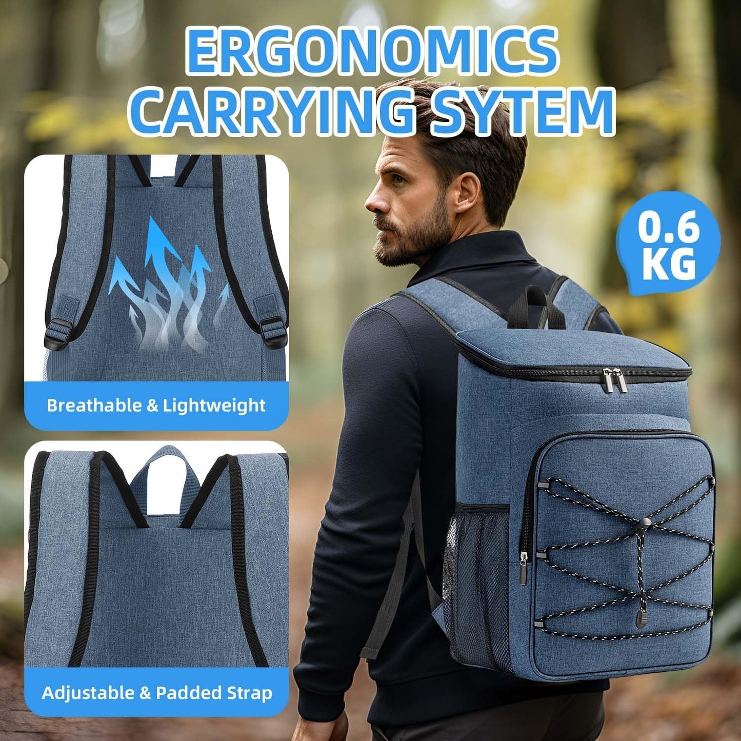 Bagtopia Camping Cooler Backpack 25 Cans, Leak Proof Insulated Thermal Bag, Beach Travel Picnic Lunch Backpack for Men Women - PuriLite