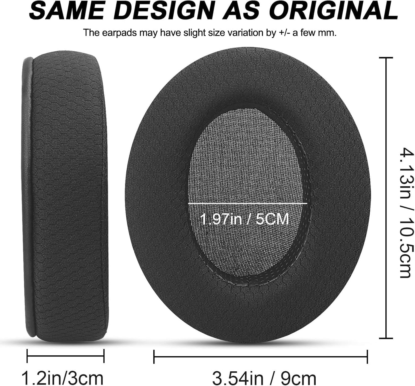 Upgraded Replacement Earpads Cushions for HyperX Cloud/Alpha, for Turtle Beach Stealth 400/600, for Audio Technica M50X/M40X&More, Ear Pads with Breathable Mesh Fabric/Added Thickness - PuriLite