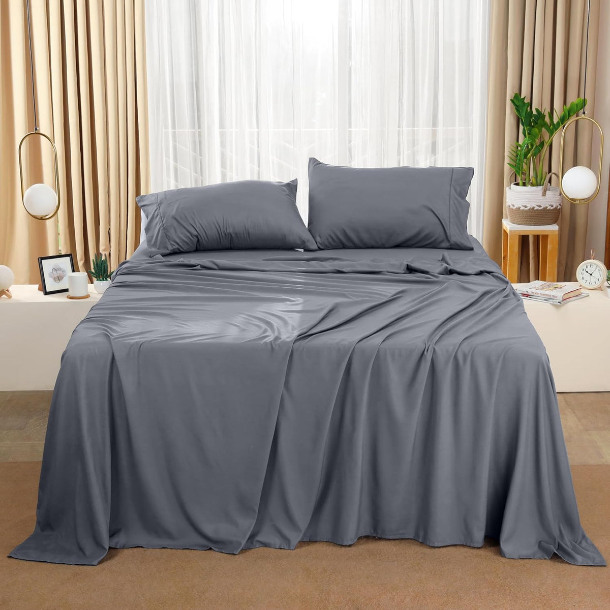 Utopia Bedding Queen Bed Sheet Set - 4 Piece Bedding - Soft Brushed Microfiber Fabric - Shrinkage & Fade Resistant - Easy Care (White) - PuriLite